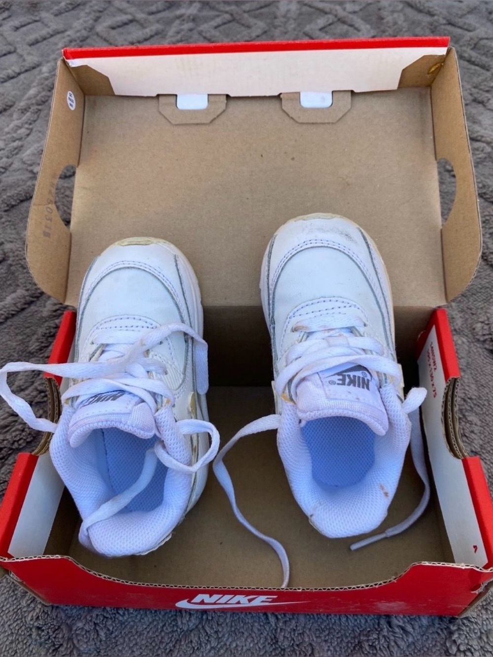 Nike Air Max 90 LTR TD Toddler Shoes 6C White Cool Grey 724823-100 Original Box